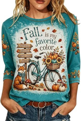 Pumpkin Floral Maple Leaf Letter Print Long Sleeve Women's Top