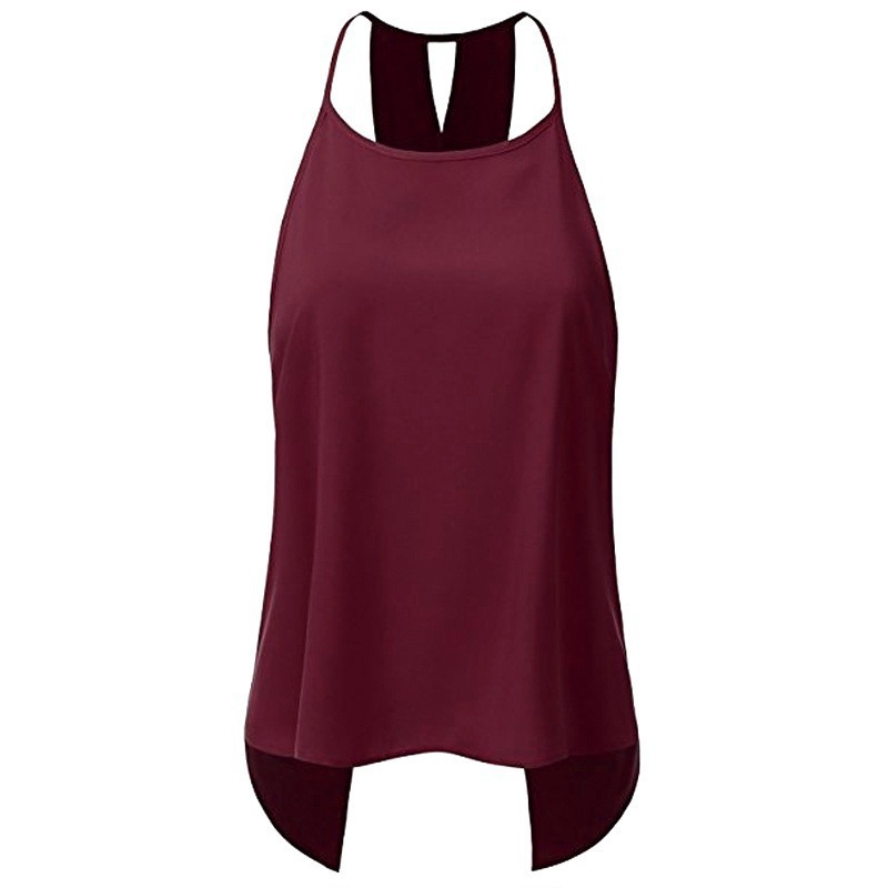 Women's Back Cross Mermaid Hem Solid Color Casual T-Shirt