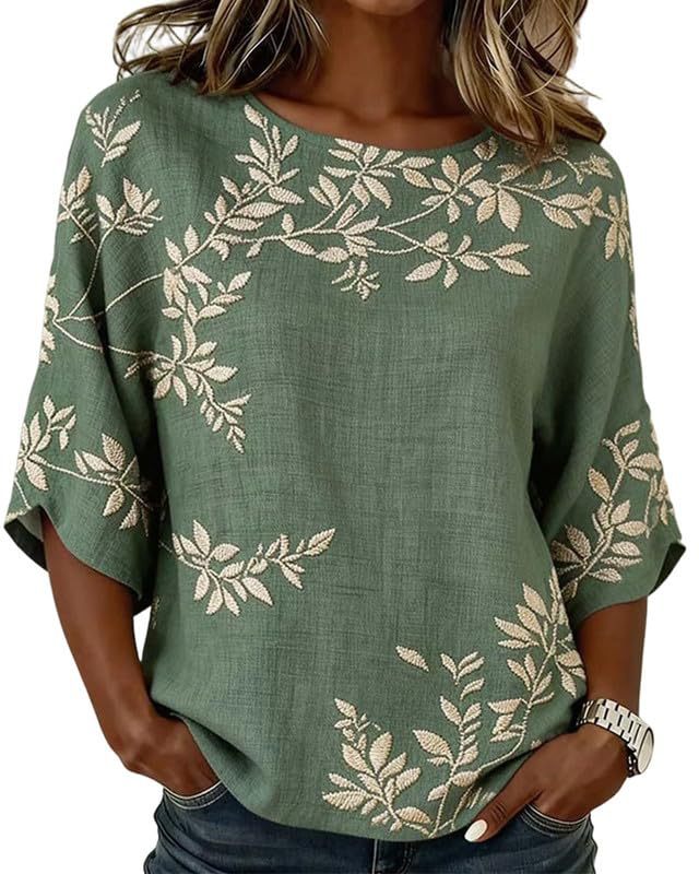 Floral Petal Print Short Sleeve Casual Women's Top