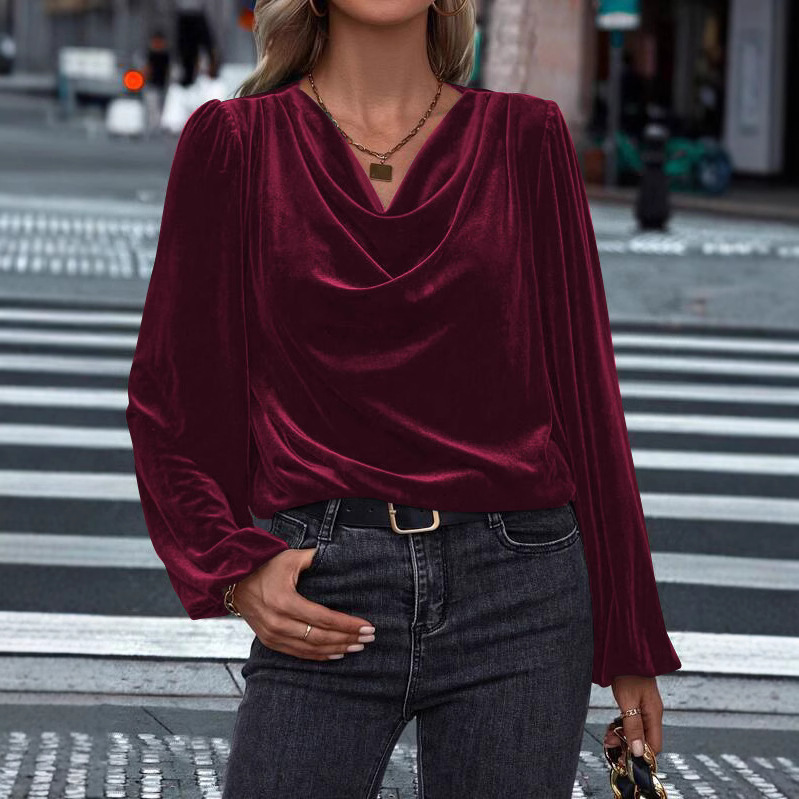 Women's Long Sleeve Cowl Neck Top