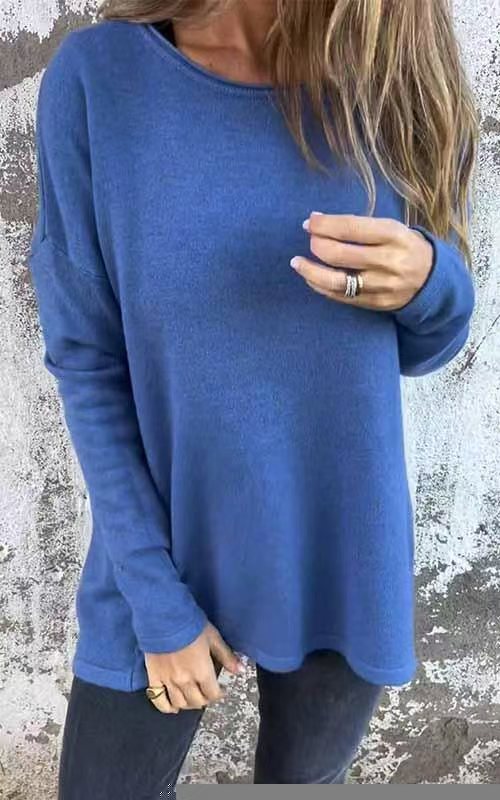Women's Crewneck Solid Color Long Sleeve Top
