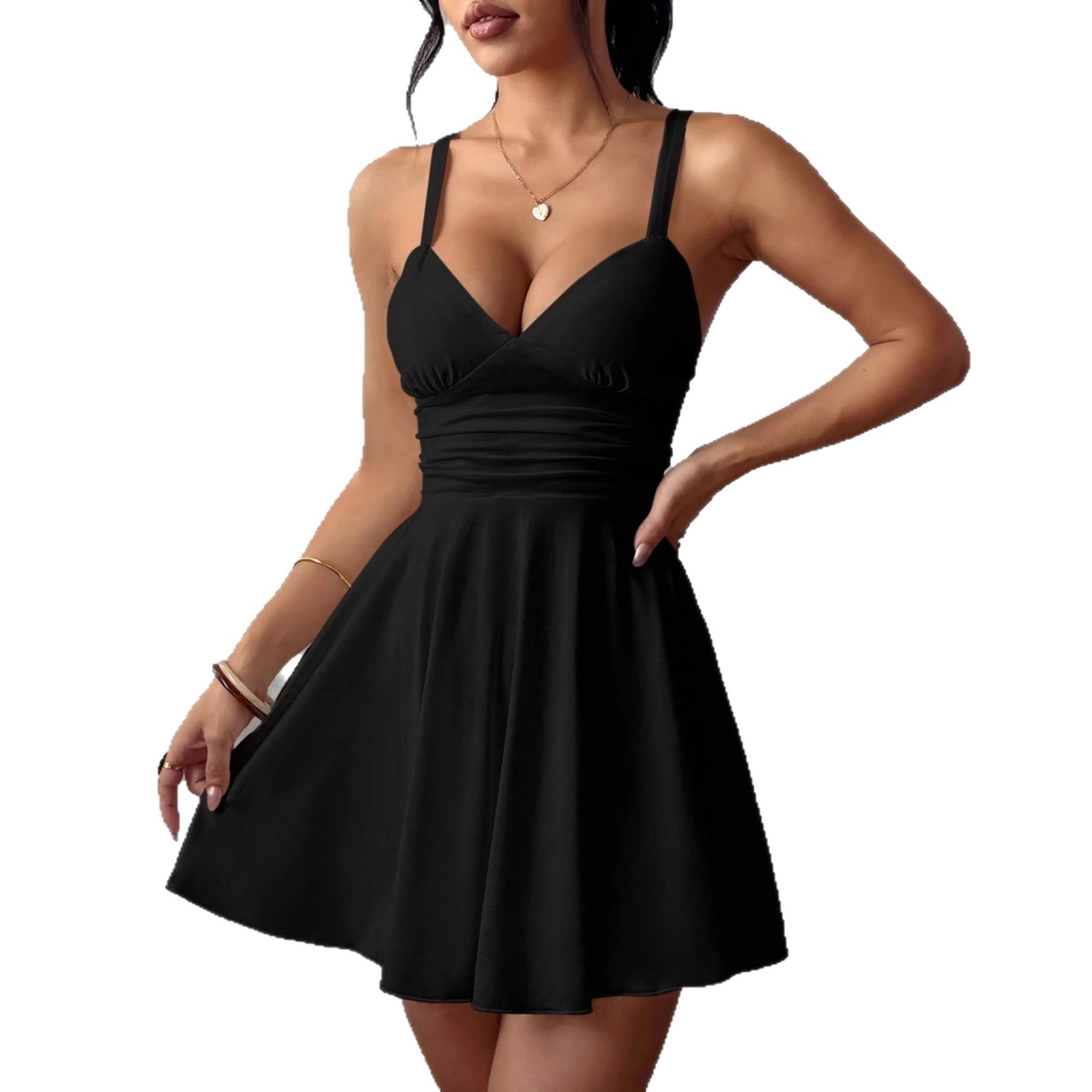 Women's V-Neck Sleeveless Bodycon Midi Dress