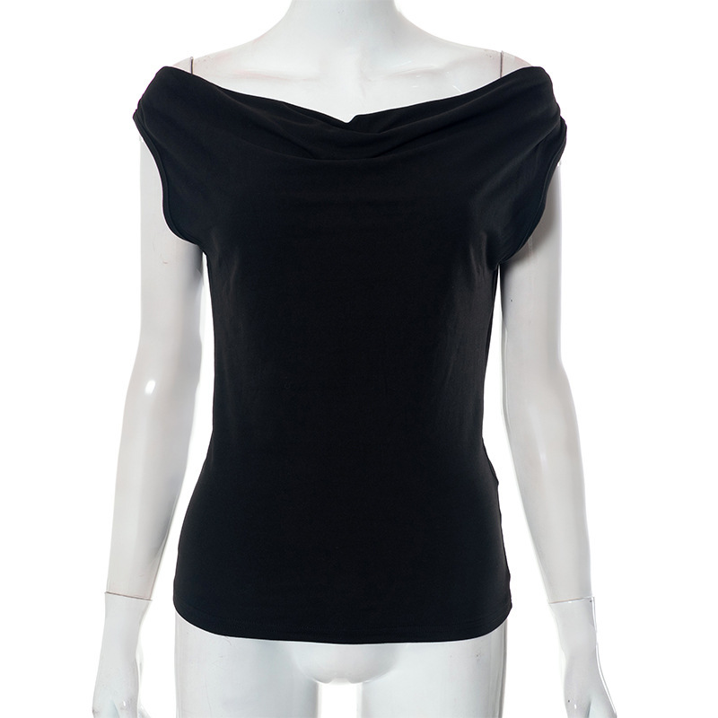 Women's Solid Cowl Neck Sleeveless One-Shoulder Backless Tie Cami Top