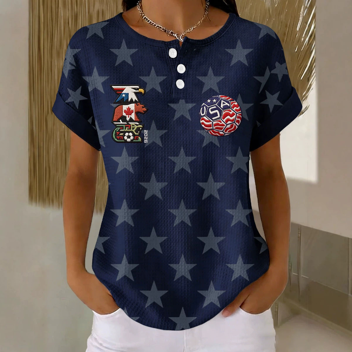 Men's Summer Eagle Graphic Short Sleeve Button-Up Shirt