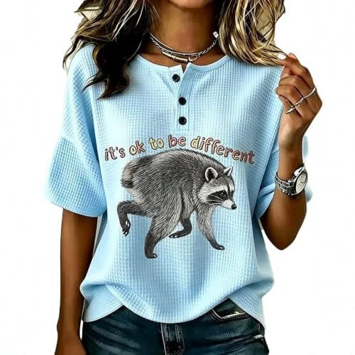 Plaid Animal Print Short Sleeve Button-Up Top