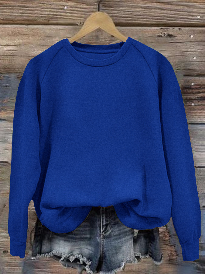Women's Solid Crewneck Long Sleeve Loose Fit T-Shirt Top
