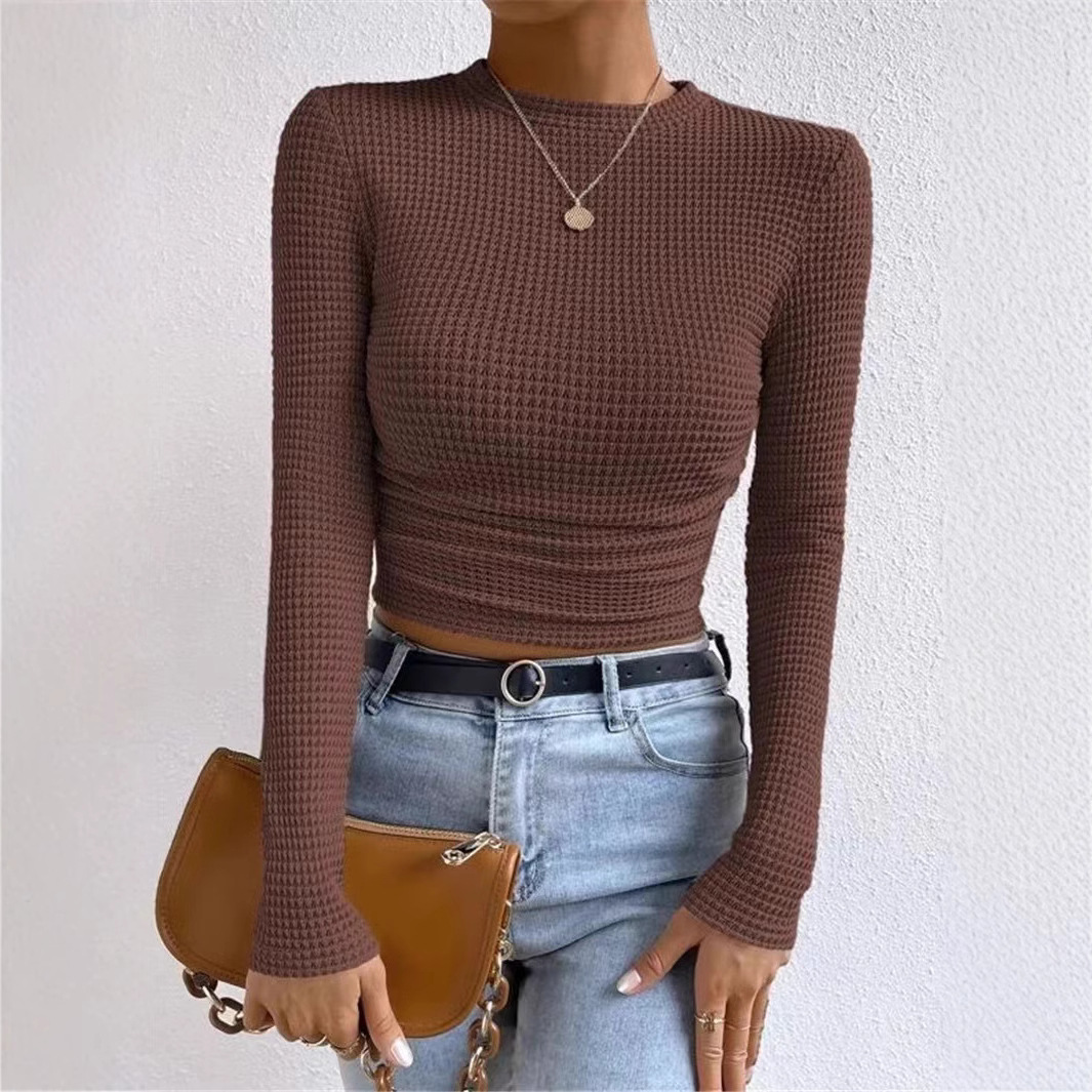 Women's Slim Fit Long Sleeve Crewneck Solid Color Base Layer Top