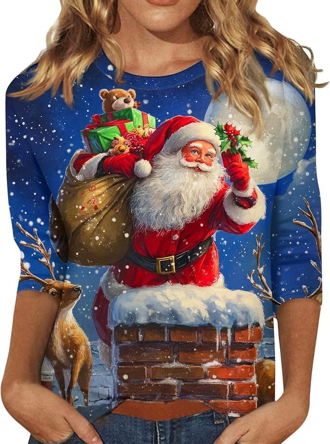 Christmas Tree Bow Print Women's Half-Sleeve T-Shirt