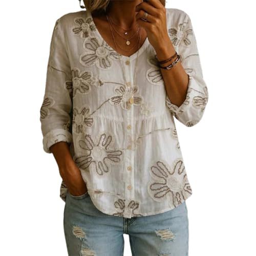Floral Print V-Neck Long Sleeve T-Shirt