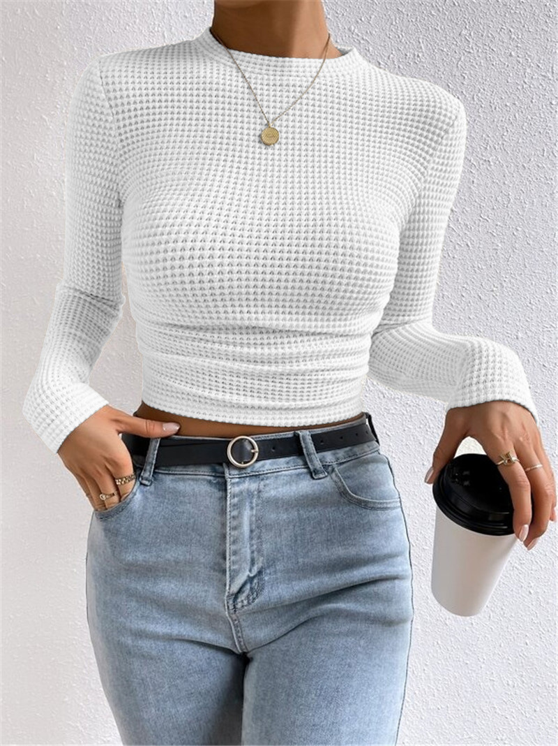 Women's Slim Fit Long Sleeve Crewneck Solid Color Base Layer Top