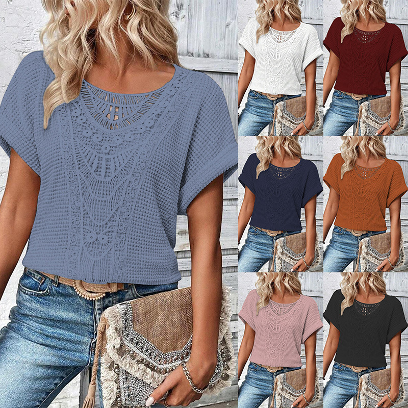 Lace-Trimmed Short-Sleeve T-Shirt