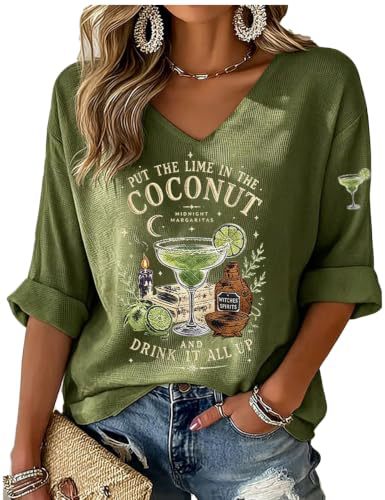 Retro Wine Glass Print V-Neck Half-Sleeve Top
