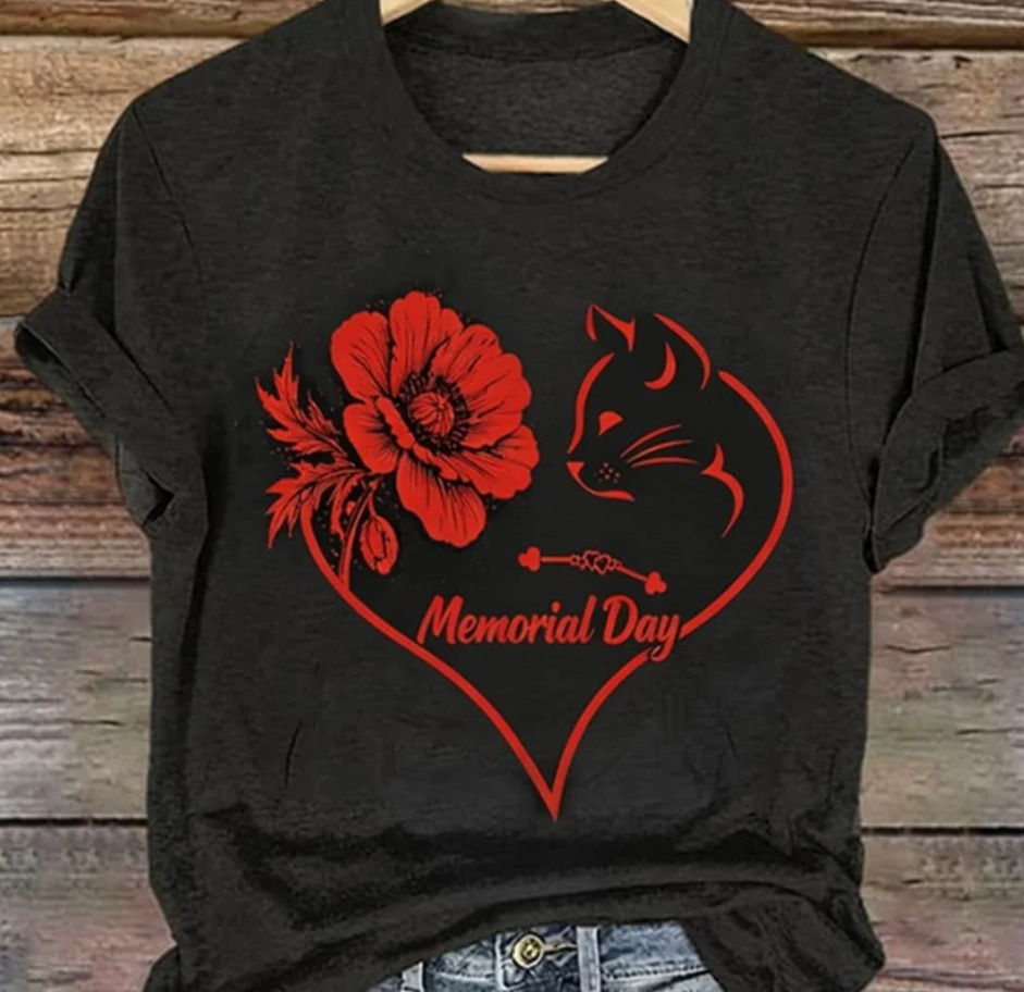 Eagle American Flag Cross Print Crewneck Short Sleeve T-Shirt