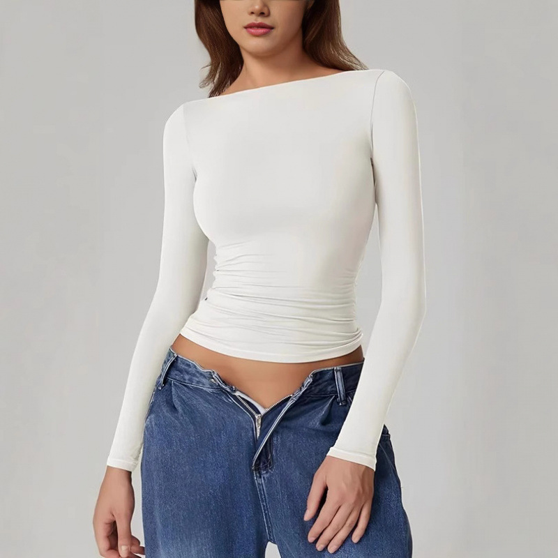 Sexy Open Back Long Sleeve Fitted Top