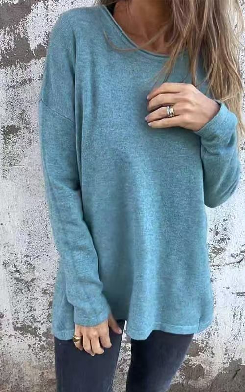 Women's Crewneck Solid Color Long Sleeve Top