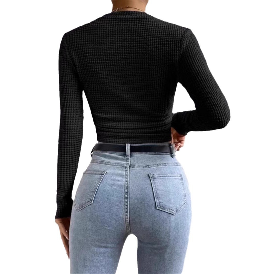 Women's Slim Fit Long Sleeve Crewneck Solid Color Base Layer Top