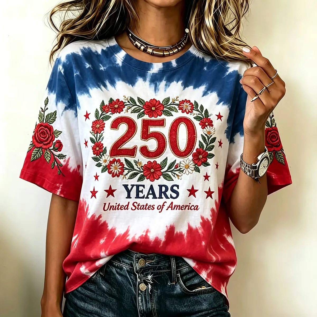 Women's Summer American Flag 3D Print Short Sleeve T-Shirt