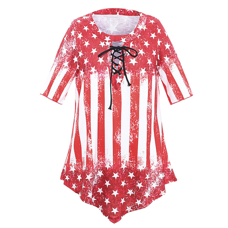 Flag Print Loose Short-Sleeve Women's T-Shirt