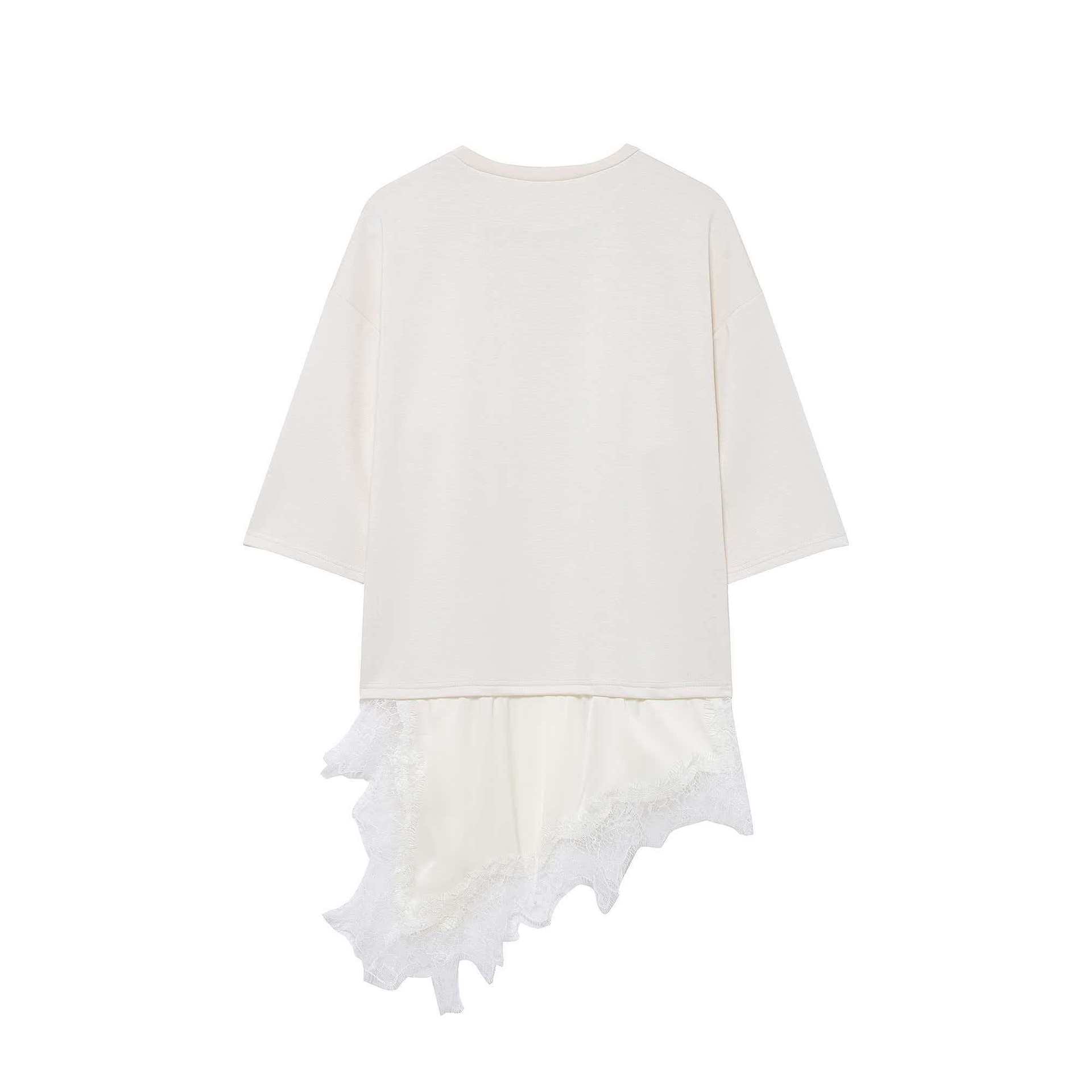 Women's Loose Lace-Trimmed Short-Sleeve T-Shirt