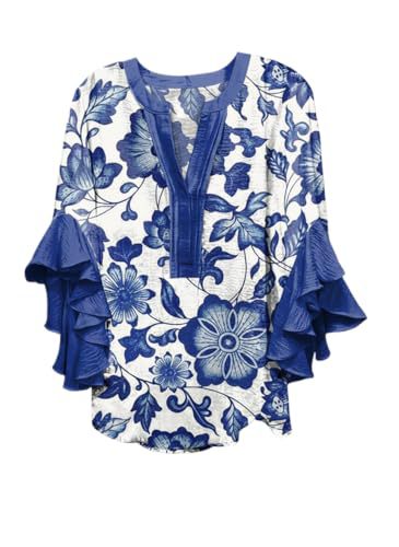 Women's Vintage Floral Print Half-Sleeve Top