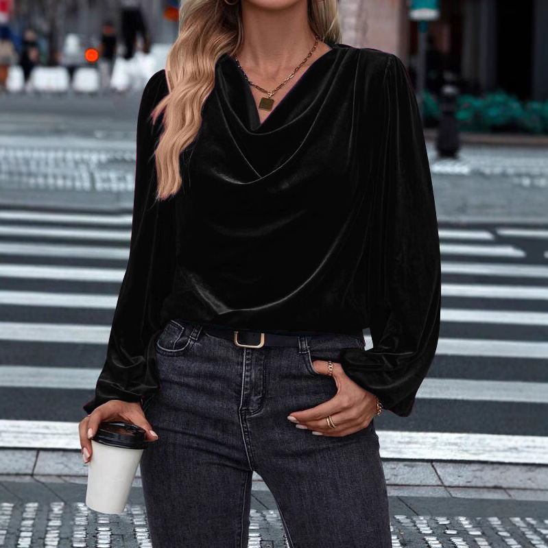 Women's Long Sleeve Cowl Neck Top