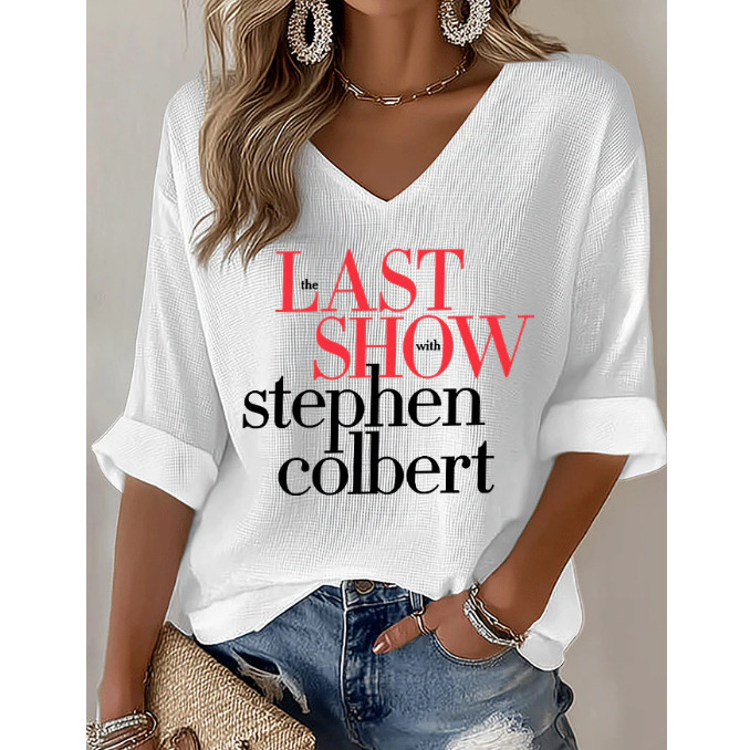 Women's Waffle Knit V-Neck 3/4 Sleeve T-Shirt