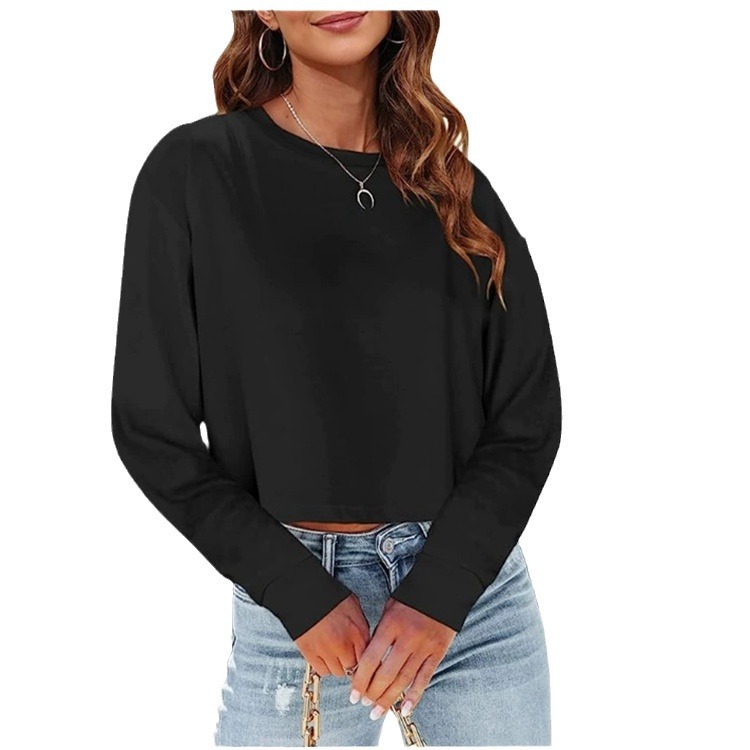 Women's Solid Crewneck Long-Sleeve Top