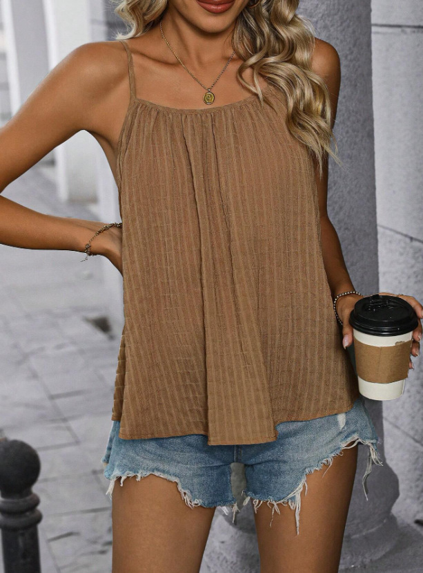 Women's Solid Color Ruched Sleeveless Cami Top