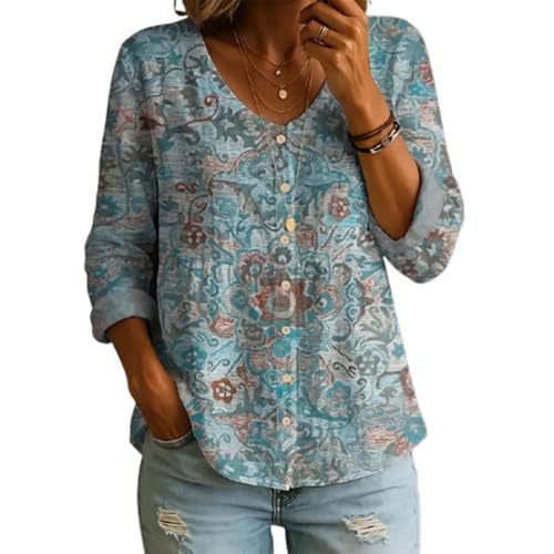 Floral Print V-Neck Long Sleeve T-Shirt
