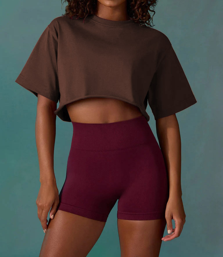 Women's Loose Fit Short Sleeve Athletic T-Shirt Crew Neck Solid Color