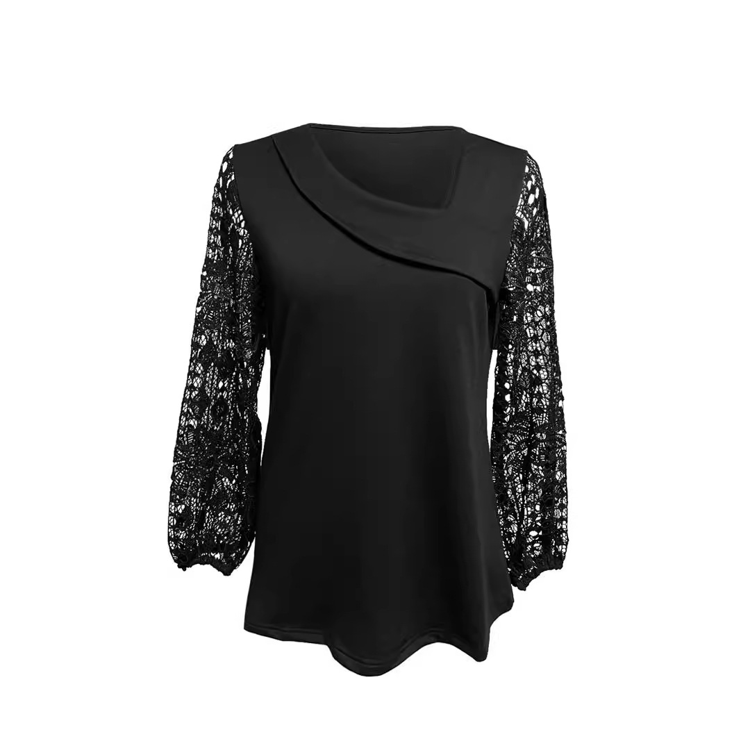 Women's Elegant Hollow-Out Lace Long-Sleeve Top