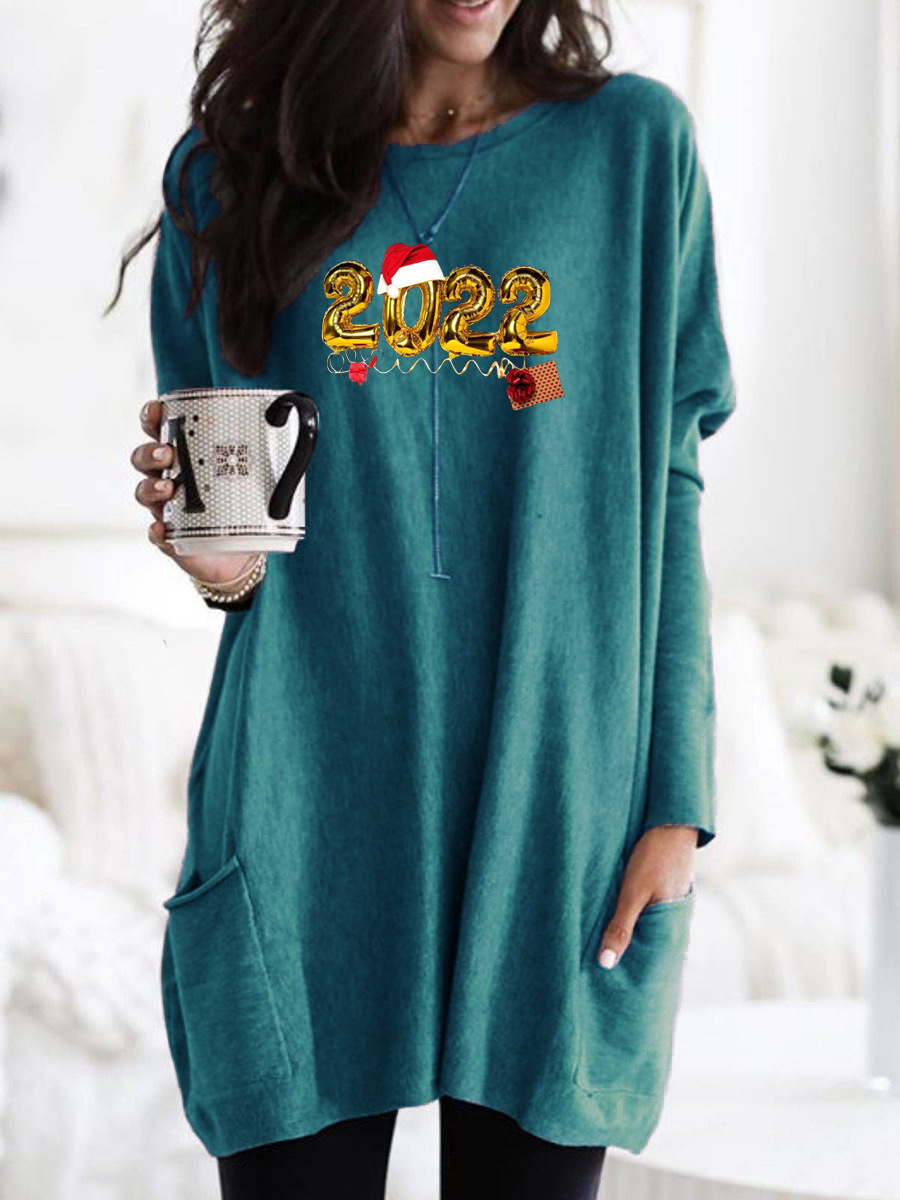 Women's Casual Long Sleeve Crewneck Pink Print Loose Pullover T-Shirt
