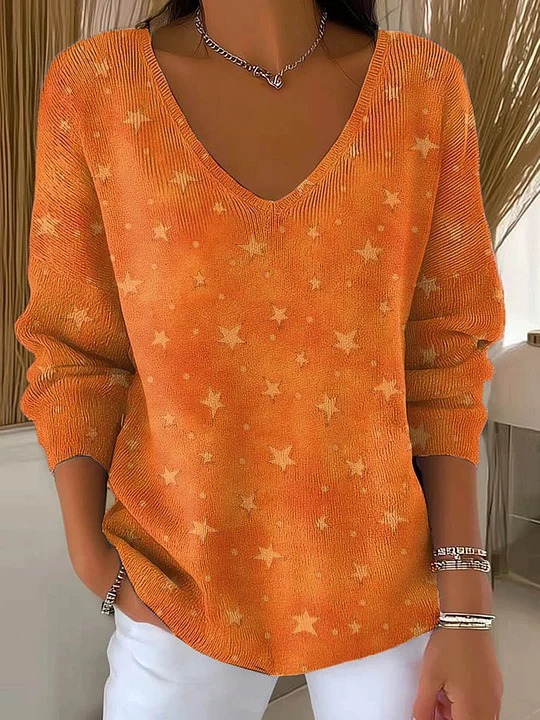 Women's V-Neck Long-Sleeve Floral Heart Strawberry Plaid Print T-Shirt