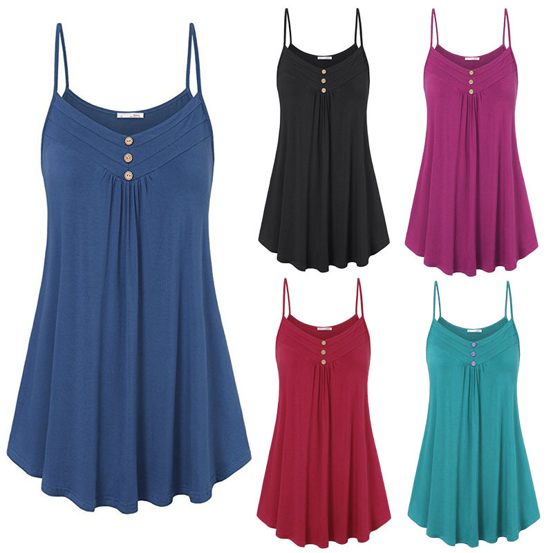 Wish Amazon AliExpress Hot-Selling Women's Clothing 2023 Summer Loose Sexy V-Neck Cami Top Plus Size