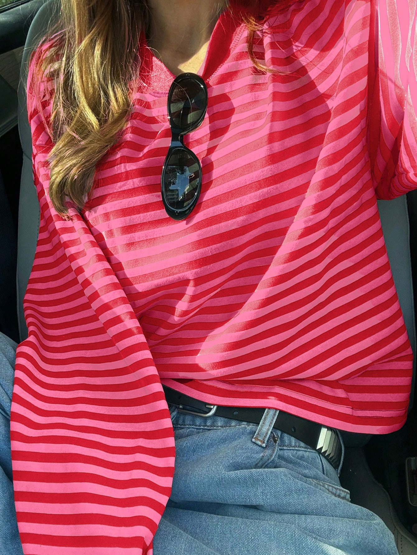 Women's Colorblock Striped Long Sleeve Crew Neck Loose Top
