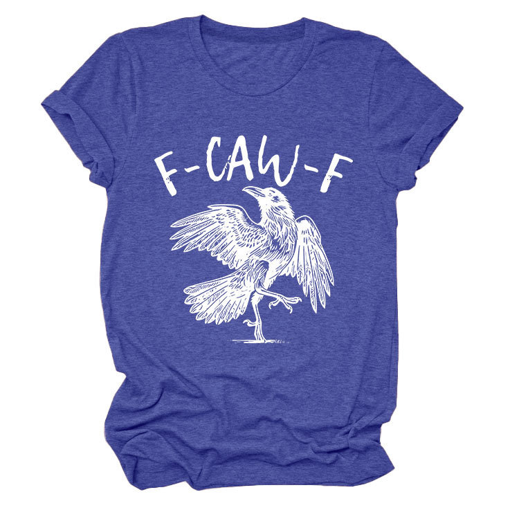 Bird & Crow Print Crewneck Short Sleeve Top