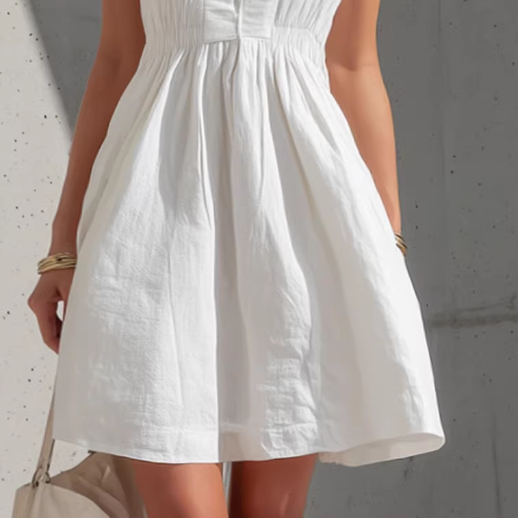 Sleeveless V-Neck Tie-Shoulder A-Line Dress