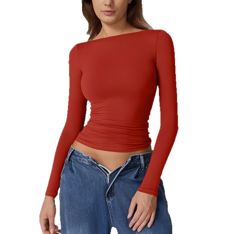 Women's Slim Fit Off-Shoulder Backless Long Sleeve Top