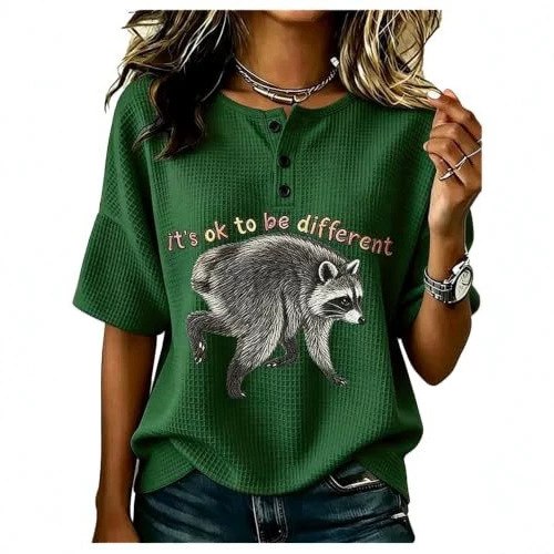 Plaid Animal Print Short Sleeve Button-Up Top