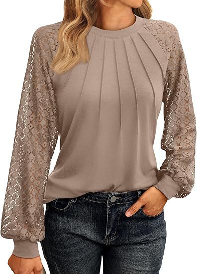 Women's Lace Trim Long Sleeve Knit Shirt