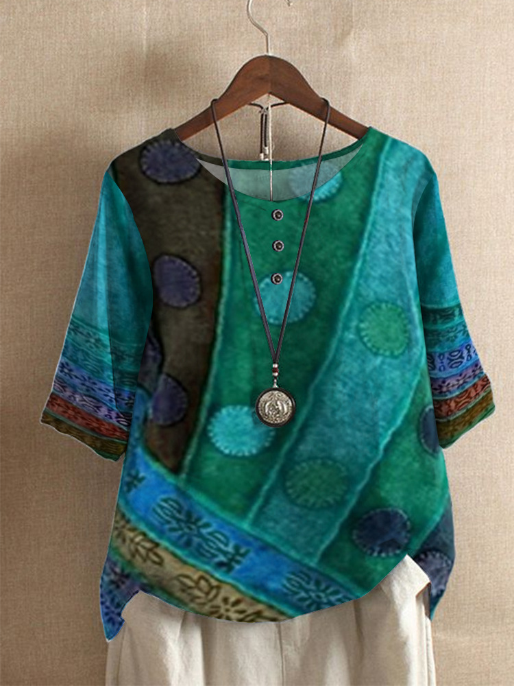 Women's Loose Digital Print Casual Top