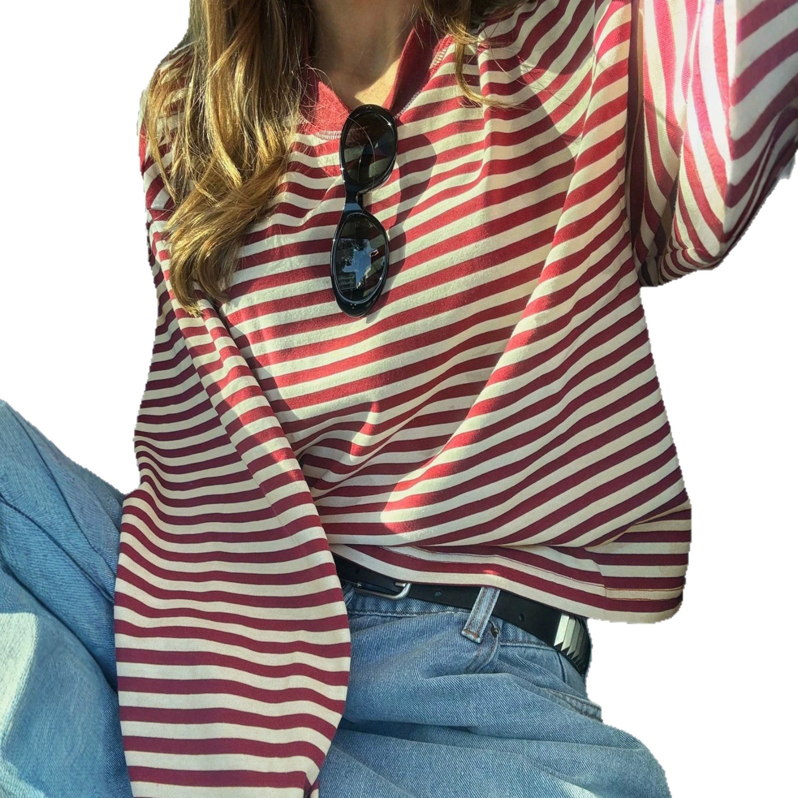 Relaxed Color-Block Striped Long-Sleeve T-Shirt
