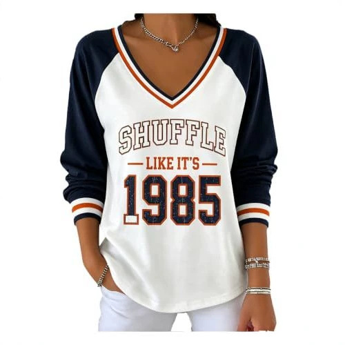Graphic V-Neck Long Sleeve T-Shirt for Women