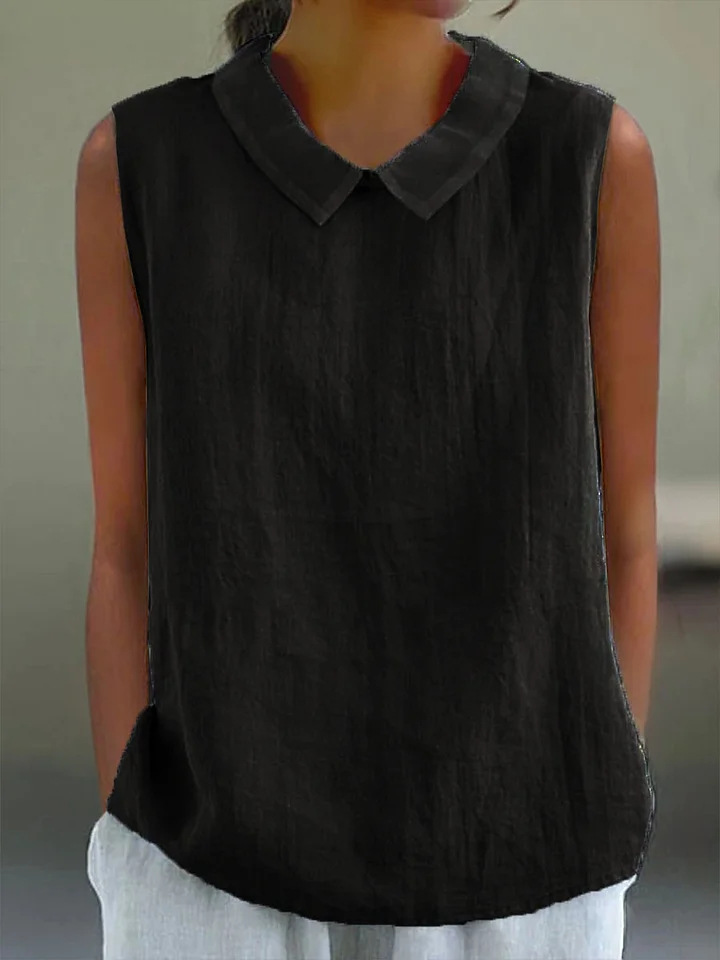 Women's Solid Color Cotton-Linen Sleeveless Tank Top Casual Breathable