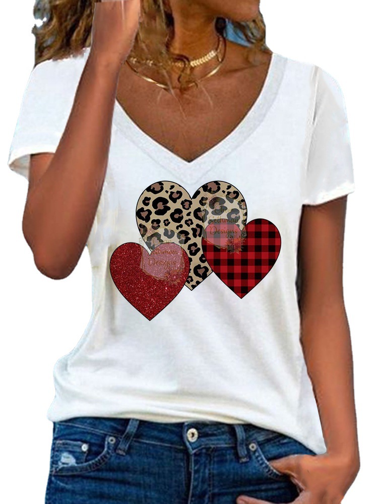 Floral Print Short Sleeve V-Neck Loose Top