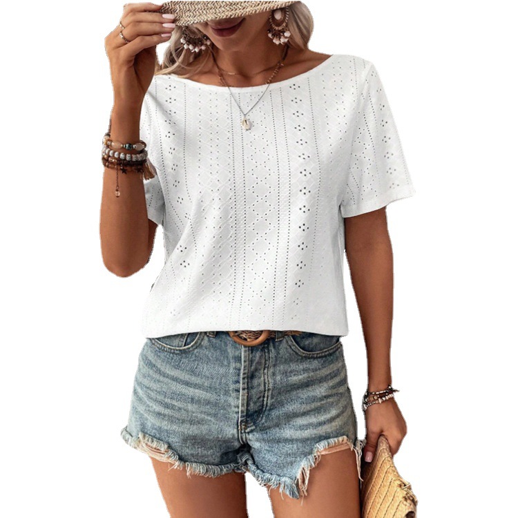 Women's Open-Back Hollow-Out Short-Sleeve T-Shirt
