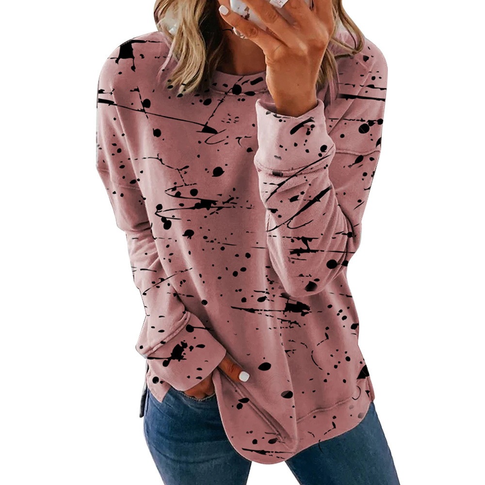 Women's Graffiti Print Loose Long-Sleeve T-Shirt