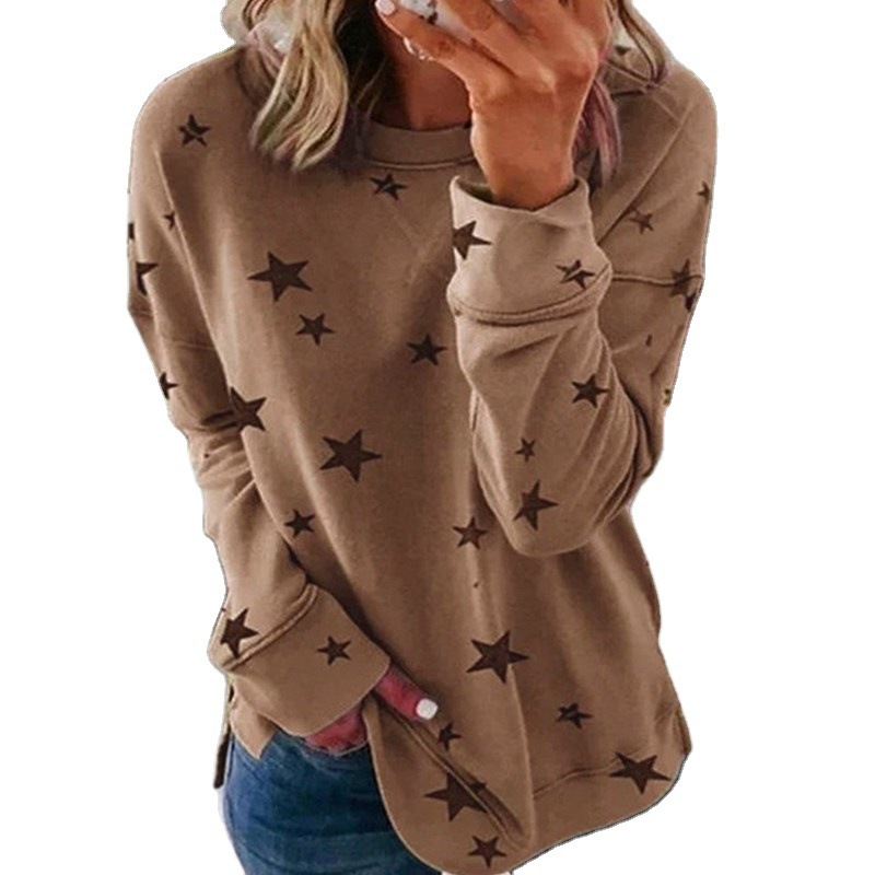 Star Print Long Sleeve Plus Size T-Shirt