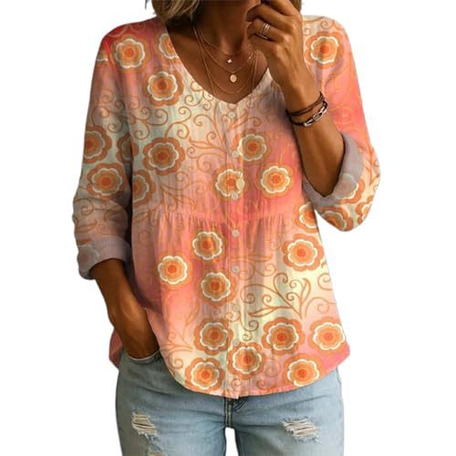 Floral Print V-Neck Long Sleeve T-Shirt