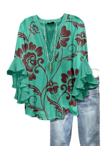 Women's Vintage Floral Print Half-Sleeve Top